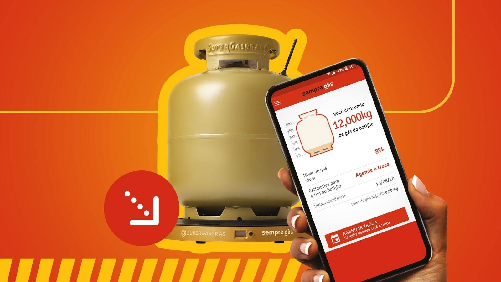 Sempre Gás Gratuito e benefícios. Pague seu gás mensalmente. Inovação Supergasbras